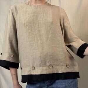 Women's Tan and Cream Blous